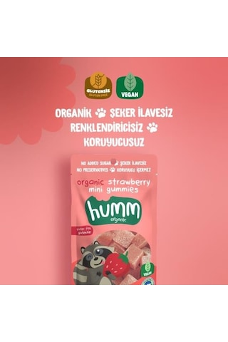 Organik Çilekli Glutensiz Vegan Mini Küpler 30 Gr