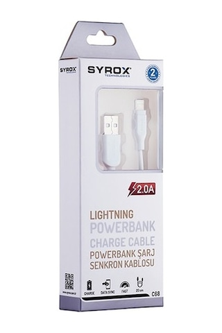 Syrox Lightning Apple iPhone Uyumlu Hızlı Şarj Ve Data Kablosu Syrox Ürünü