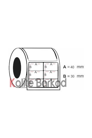 40X30 Yanyana 2'Li Termal Etiket Rulo Barkod Etiket Kalite Ba