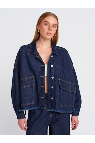 Dilvin 65362 Rins Yıkama Oversize Denim Mont Lacivert