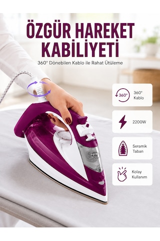 2200w Seramik Kaplama Estetik Tasarımı 360 Derece Dönebilir Kablosu Yeni Nesil - Lisinya