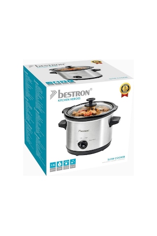 Bestron 1.5 L Slow Cooker Kompakt 2 Kişilik Yavaş Pişirici 120w Silver Elektrikli Tencere/tavalar Gümüş