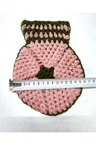 Yeşil Pembe Sarı Siyah Üçlü Lif Takımı El İşi Örme