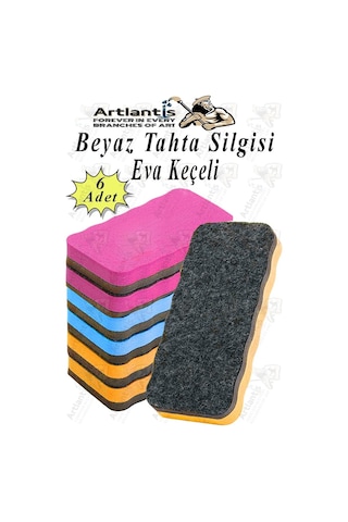 Yazı Tahta Silgisi Eva 6 Adet Beyaz Yazı Tahtası Silgisi Kaliteli Keçe Uçlu Eva Okul Sınıf Ofis Kuru Silgi Diğer