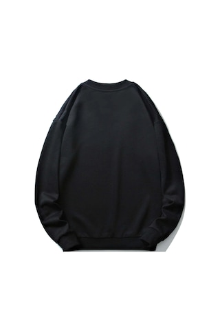 Adrift Romwe Guys Letter Skull Graphic Sweatshirt Siyah Siyah