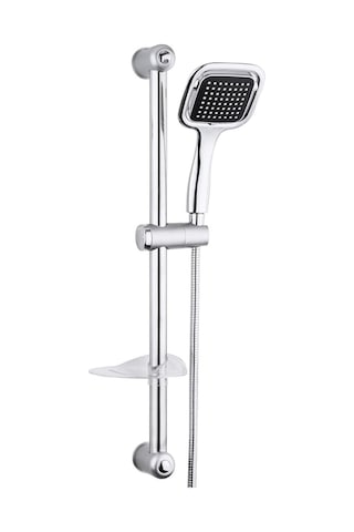 Duş Takımı Kare Krom Sürgülü Örgülü Spiralli 150 Cm Gümüş