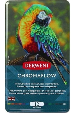 DERWENT CHROMAFLOW 12'Lİ METAL KUTU YENİ