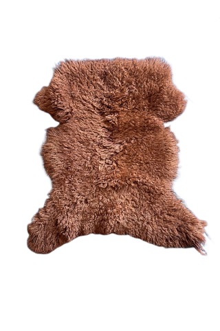 Gerçek Uzun Tüylü Koyun Postu Tarçın 60x50 Cm Koyu Turuncu