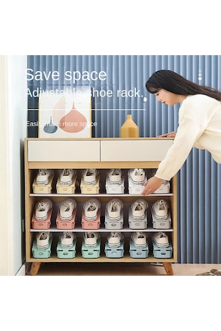 Vkemall Duvara Asılı Katlanabilir 3'ü 1 Halinde Pp Malzeme Ev/ikametgah Ayakkabı Rafı - Beyaz 10 Adet Boşluk Tasarrufu, Kurutma, Kolay Kurulum Beyaz