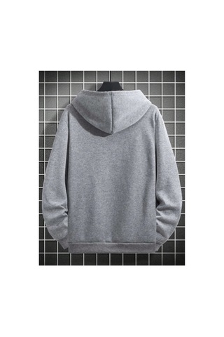 Tarzsokak Unisex Kadın/erkek Geyik Renkli Oversize Kapüşonlu Sweatshirt Gri