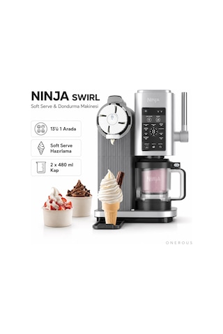 Ninja Swirl By Creami Soft Serve Dondurma Makinesi 13 Programlı Frozen Yoğurt Sorbe Milkshake Ev Tipi Soğuk Tatlı Cihazı 800 W Premium