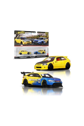 Hot Wheels 2'li Premium Araba Seti 99 Honda Cıvıc Type R & Hond Çok Renkli