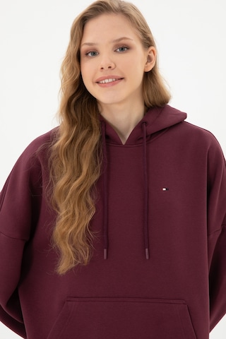 U.S. Polo Assn. Kadın Bordo Şardonlu Kapüşonlu Sweatshırt 50313567-VR177