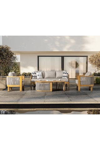 Ares Wood Bahçe Balkon Oturma Grubu Ahşap