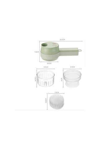 Youtek Kablosuz Elektrikli Biber Dilimleyici Sarımsak Ezici, 800mah Pil, El Tutan Mutfak Aleti, Çabuk Sebze İşleme, Saf Alüminyum Bıçaklar Yeşil