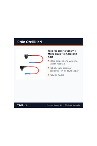 Trobus Fuse Tap Sigorta Çoklayıcı Mikro Bıçak Tipi Adaptör 2 Adet Diğer