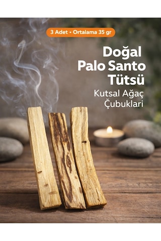 Tütsü Doğal Kutsal Ağaç Çubuk 3 Adet Ortalama 35 Gr Doğal Ortam Temizleyici Palo Santo