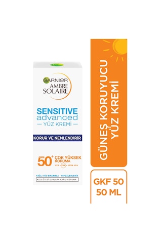 Garnier Ambre Solaire Sensitive Advanced Koruyucu Yüz Kremi SPF 50+ 50ML