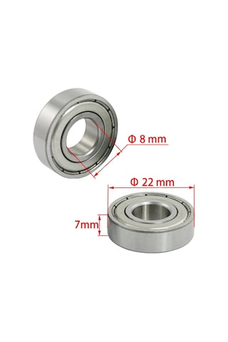 50 Ad. 608Zz Rulman -8X22X7 Metal Mühürlü Çok Amaçli Bilye Rulman 554865623