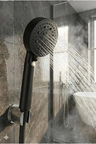 Yüksek Basınçlı Siyah Duş Başlığı Su Tasarruflu Ve Kolay Montajlı Banyo Aksesuarı 6998