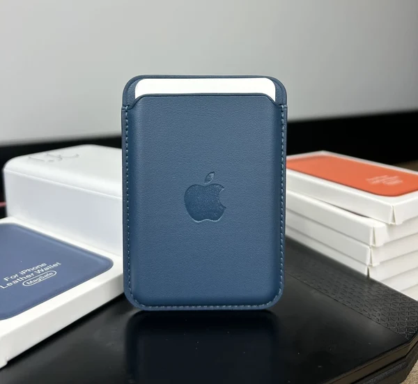 Magsafe Deri Cüzdan Kartlık Tüm Modellerle Uyumlu - Bordo Gece Mavisi