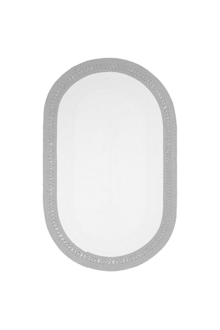 Cool Halı Luke 870 Beyaz Oval Halı Paspas Örgü Hasır Kilim Yolluk Bohem Mutfak Balkon Banyo Halısı