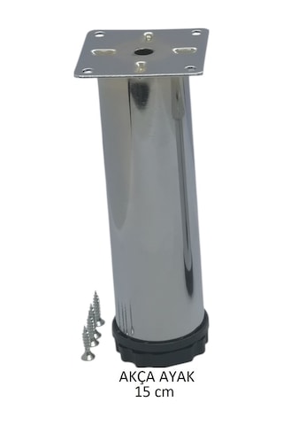 Akça Ayak, Baza, Yatak, Koltuk, Kanepe, Masa, Puf, Sehpa Tv Ünitesi Ayarlanabilir Metal Ayak 15 Cm Krom