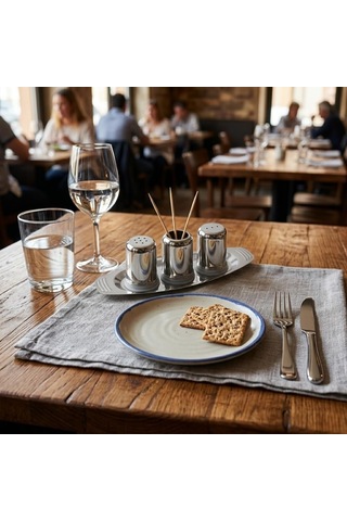 Paslanmaz Çelik Tuzluk Biberlik Ve Kürdanlık Seti Tepsili 3'lü Masa Üstü Baharatlık Seti Restoran, Kafe Ve Ev Kullanımı İçin Modern Baharat Organizeri Çok Renkli