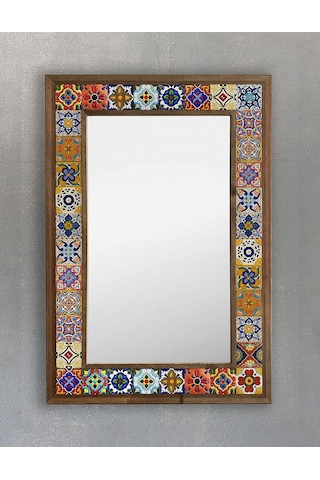 Oscar Stone Decor Masif Çerçeveli Mozaik Taş Ayna 43 Cm X 63 Cm Mexican Diğer