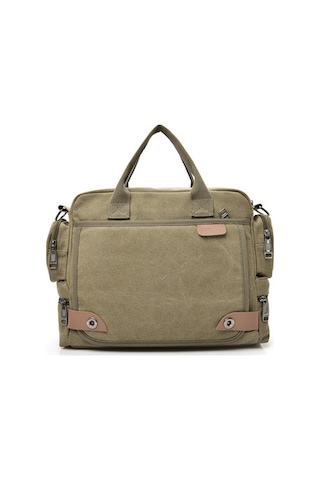 Çok Amaçlı Trend Çok Bölmeli Kanvas Büyük Kapasiteli Omuz Çantası D7017 Haki