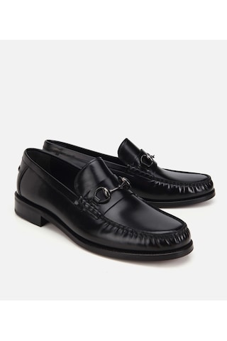Hotiç Erkek Deri Siyah Toka Detaylı Klasik Loafer