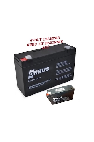 6 Volt 12amper 6v/12ah/20hr Kuru Tip Bakımsız Akü 6volt 12amper B