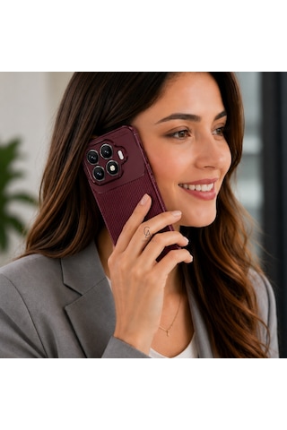 Xiaomi Mi 17t Uyumlu Kılıf Karbon Tasarım Kamera Korumalı Silikon Telefon Kılıfı Kapak Bordo
