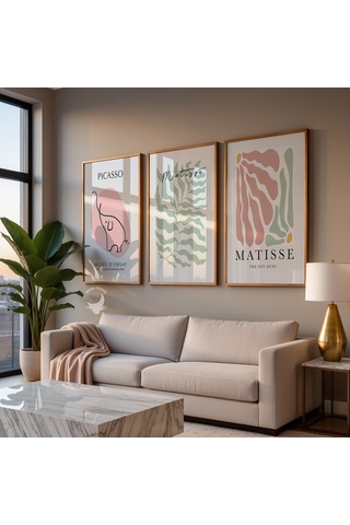 3'lü Matisse Picasso Poster Seti Modern Sanat Minimalist Duvar Dekoru