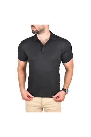 Deepsea Erkek Siyah Slim Fit Polo Yaka Tişört Dar Kesim Likralı Yakalı Tişört 2501215 Siyah