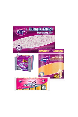 Magic Shine Sünger Klasik Sünger Bulaşık Altlığı Ve Mutfak Bezi Paketi