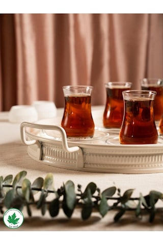 Lin Metal Lotus 57 cm Elips Metal Tepsi - Krem