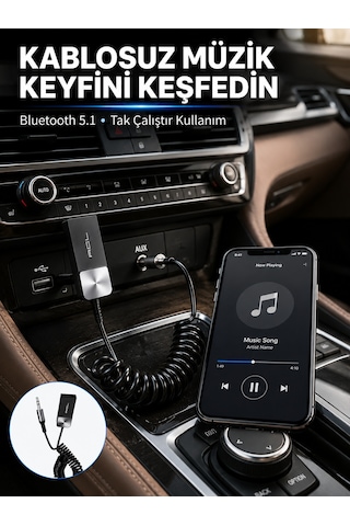 Usb Aux Bluetooth Adaptörü Kablosuz Ses Aktarım Cihazı Uczzbluetoothçeviricia13auxkit-1