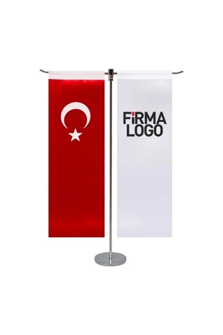 Kişiye Özel Masa Bayrağı - Çift Direk Masa Bayrağı - Logolu Masa Bayrağı - Kırlangıç Bayrak Standart