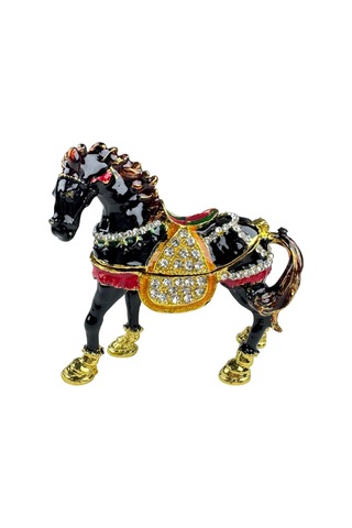 Düz At Biblo 7,5 7,5 CM Siyah Gold Taş Detaylı