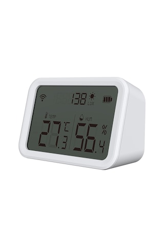 Neo Coolcam Tuya Wifi Akıllı Sıcaklık Ve Nem Sensörü Işık Dedektörü İç Mekan Higrometre Termometre Lcd Ekran İle