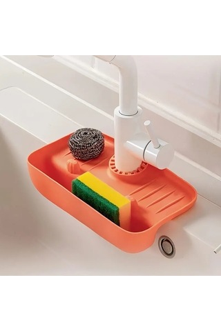Ev Silikon Lavabo Drenaj Raf Musluk Sıçrama Geçirmez Drenaj Raf