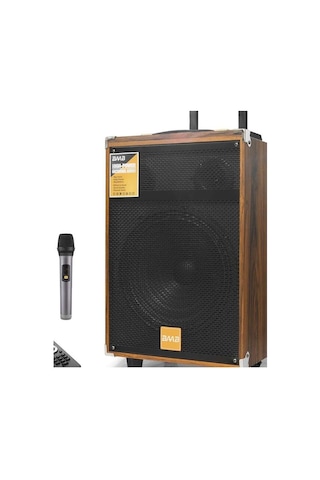 Bluetooth Hoparlör Fm Radyo 12 Inç Usb Tf Aux Çift Mikrofonlu Kumandalı - Ahşap Bq12 Evimdeyokyok