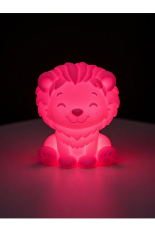 Aslan Modern Dekoratif Ev Hediyesi Tasarım Lamba - Aslan Figürlü Gece Lambası Pembe