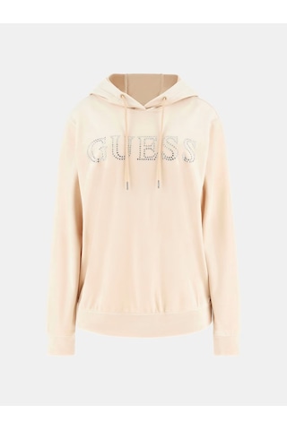Guess Yapay Elmas Taşlı Logolu Kadın Sweatshirt V4rq25k0232 Bej