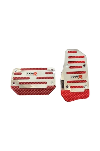 Universal Otomatik Metal Pedal Seti 2 Parça Krom Kırmızı