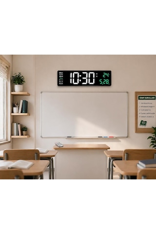 Kumandalı Led Dijital Duvar Saati Büyük Ekran 39 Cm / Geri Sayım Timer, Çift Alarm, Sıcaklık & Tarih Gösterg Diğer