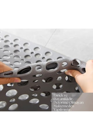 Vantuzlu Banyo Ve Duş Kaydırmazı Duşakabin Küvet Içi Vakumlu Banyo Paspası 36x66 Cm Gri