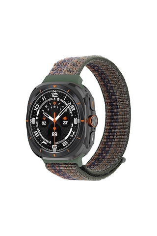 Kilifone - Samsung Watch Ultra 47mm Uyumlu - Kordon Hasır Kordon Krd-03 - Yeşil-turuncu