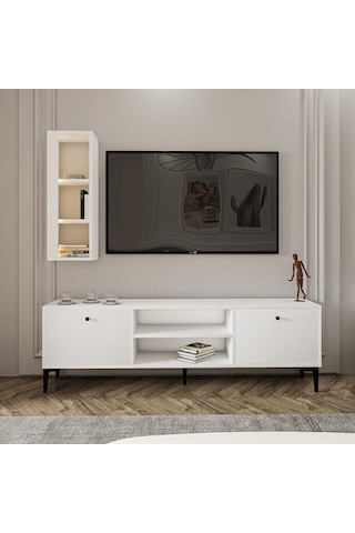 Tv Ünitesi Cunda Beyaz Led Işıklı 150 Cm